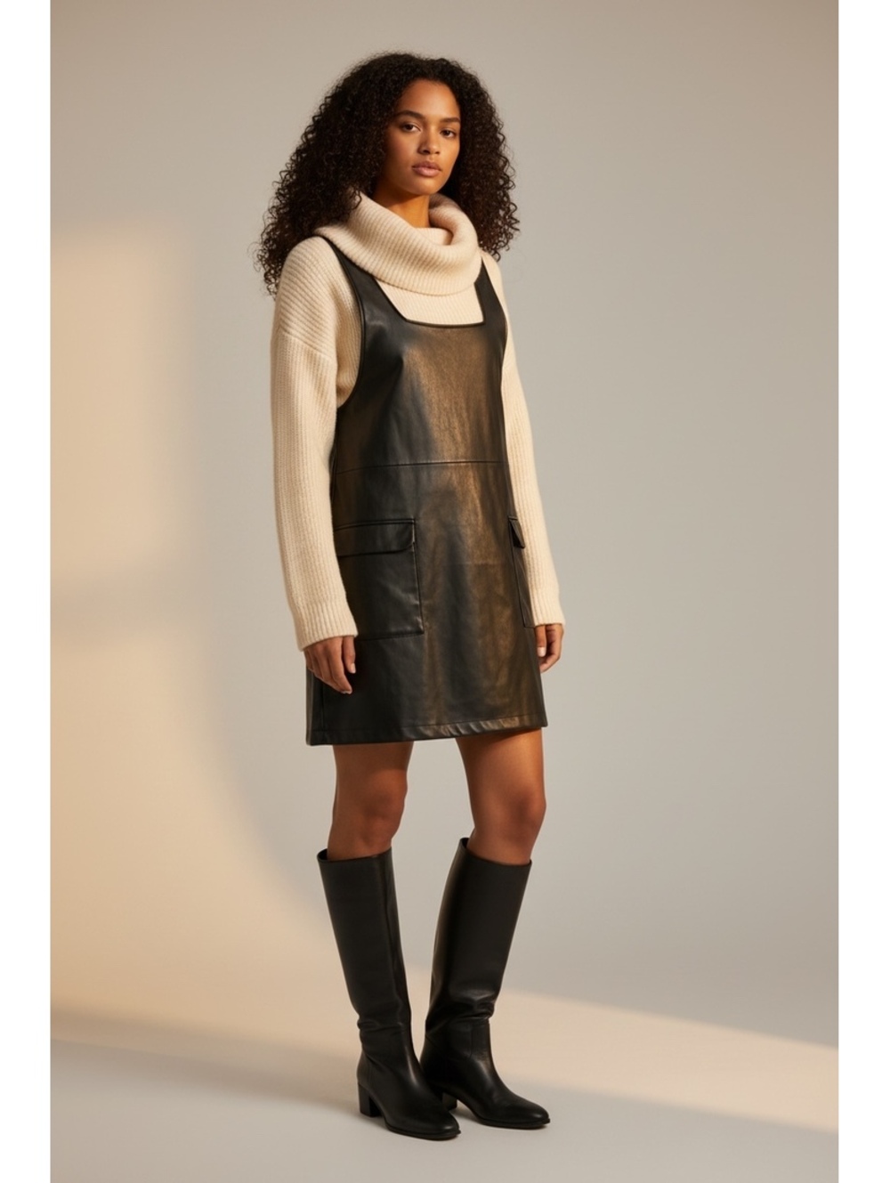 Zara Black Faux Leather Sleeveless Mini Dress Size M